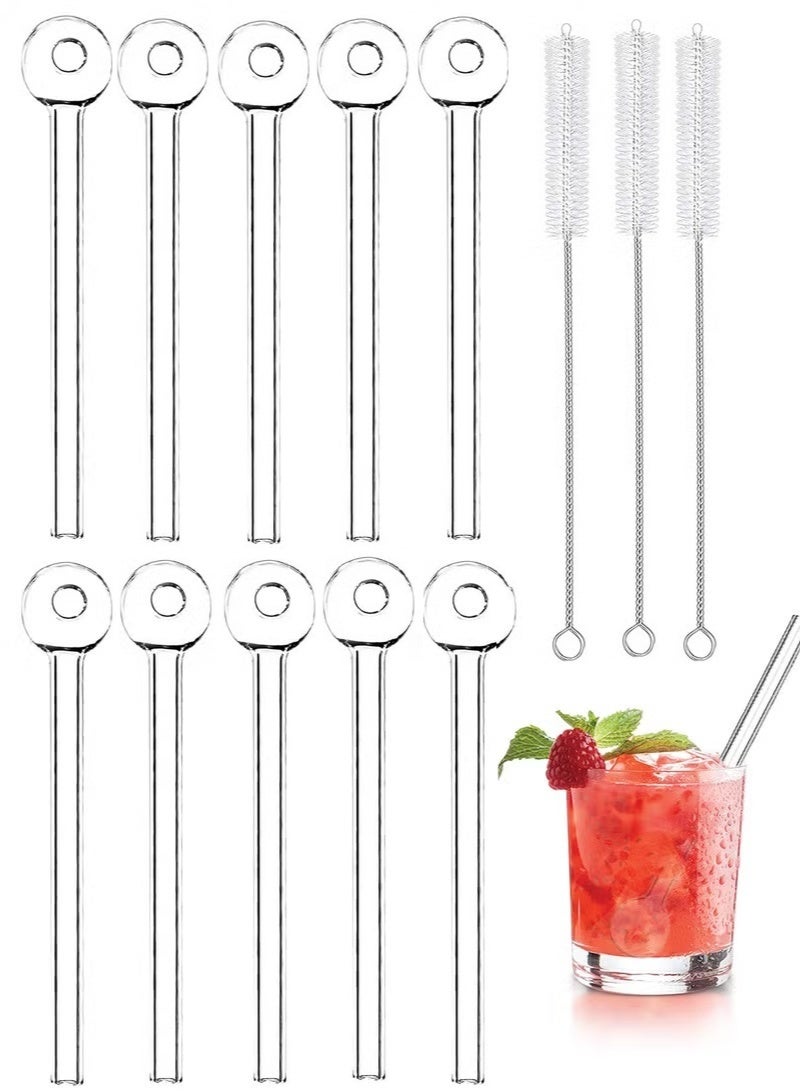 10 Pack Breakproof Glass Straws, Clear Glass Straws, Durable Reusable Glass Straws with 3 Cleaning Brushes for Drinks, Herbs, Smoothies, Aromatherapy, 10cm - Image 1
